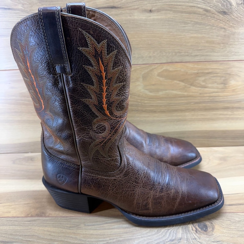ARIAT Sport Rafter Western Boots Mens 9 D Brown Leather Square Toe Ranch Rodeo